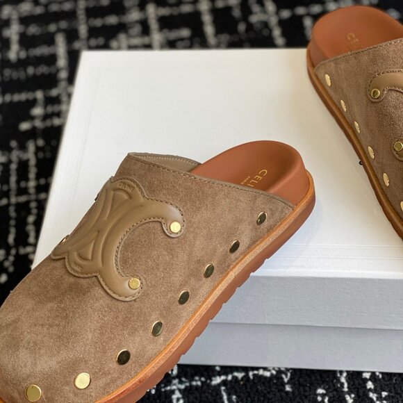 Celine Tan Suede Slippers - Picture 5 of 7